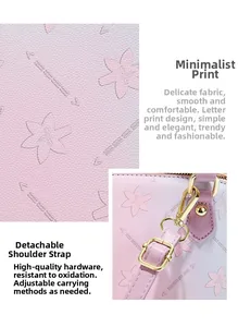 Macro detail of gradient pink shell bag featuring floral embossing and gold hardware