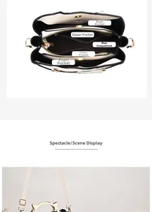 Vue détaillée de l'intérieur d'un sac seau montrant cinq compartiments de rangement