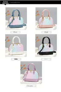 Close-up of floral texture on PU leather shell bags in five different colors
