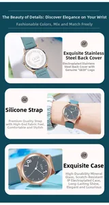 Detail of teal silicone strap and rose gold stainless steel case with 16mm lug width