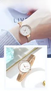Détails de la montre GEDI dorée rose avec bracelet en maille et cadran blanc élégant