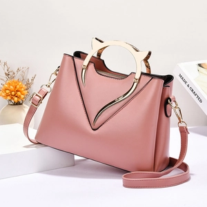 Sac à main élégant en cuir PU rose avec poignées oreilles de chat dorées et bandoulière