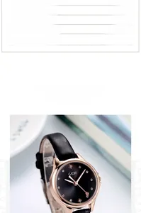Detail view of stylish alloy case with leather strap and sunburst dial for women watch