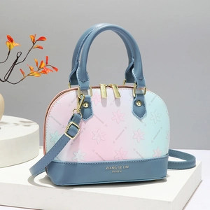 Floral gradient shell handbag with pink white and mint green crossbody leather bag