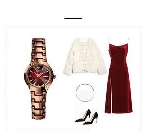 Montre quartz femme avec cadran rouge et bracelet rose doré, guide de style élégant