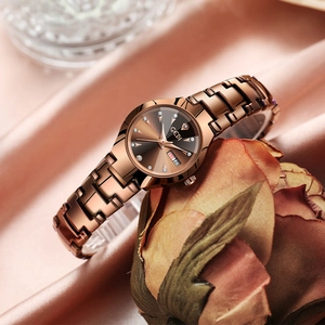 GEDI Montre à Quartz Mode pour Femme Cadran Rayon de Soleil avec Strass Bracelet en Acier Inoxydable Calendrier Étanche