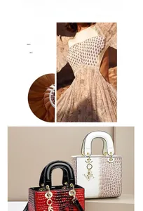 Detail der Krokodilprägung mit Farbverlauf und V-Metallanhänger an eleganten Taschen