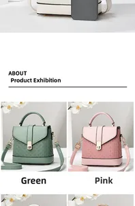 Detail of woven texture and metal buckle on pastel PU leather crossbody bags