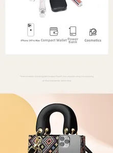 Detail showing internal capacity of canvas handbag holding iPhone and daily essentials