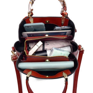 Red bridal tote bag with spacious compartments for gadgets and daily essentials