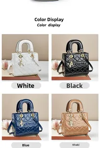Collage of glossy patent leather handbags in four colors featuring classic quilted patterns