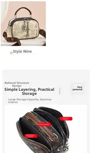 Vue détaillée du sac bandoulière à compartiments avec imprimé beige et large sangle
