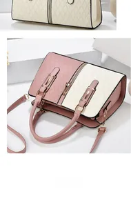 Detail showing the pink and cream leather texture with elegant diamond quilted pattern