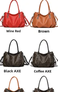 Detailed display of assorted PU leather handbags with floral print and solid finishes
