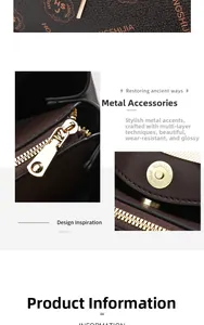 Detail of golden zipper and numbered magnetic snap on dark brown pebbled leather handbag