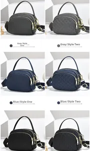 Détails de sacs bandoulière en nylon multicouche en trois couleurs et deux textures variées
