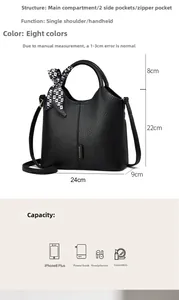 Detail view of large capacity color-block handbag showing interior pockets and storage space