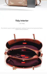 Interno di borsa con ricami floreali con scomparti multipli e tasca per cellulare
