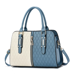 Women's chic color-block handbag with diamond texture and elegant gold hardware details