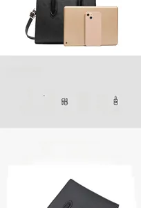 Detail view of large black Saffiano tote bag showing storage capacity for tablets and daily items