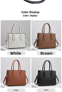Chic textured leather tote bags in white, brown, tan, and black with gold hardware details