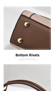 Détails du sac vintage montrant les rivets métalliques et la texture cuir croisé
