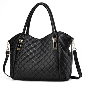 Women Quilted Handbag Large Capacity PU Leather Tote Bag Fashion Diamond Lattice Shoulder Crossbody Bag For Commuter Office