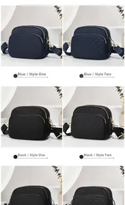Detail view of stylish crossbody bags featuring smooth and quilted textures with zippers