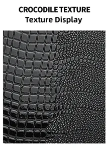 Détail de la texture crocodile noir embossée sur le cuir synthétique du sac à main