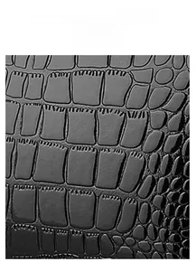 Macro shot of high-quality black crocodile embossed texture on a women's leather bag