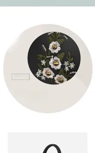 Detail of floral embroidery on a black leather handbag showcasing refined craftsmanship