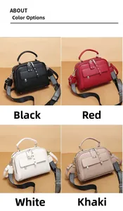 Damentaschen aus Leder mit Litschimuster in Schwarz, Rot, Weiß und Khaki-Farben