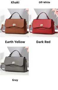 Litchi pattern leather handbags in five colors with horseshoe metal buckles and straps
