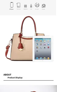Beige crocodile pattern handbag size comparison with a white iPad on white background