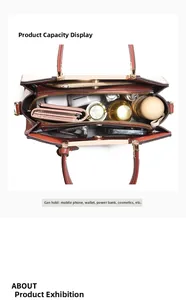 Internal view of a large-capacity tote bag showing organized pockets for daily essentials