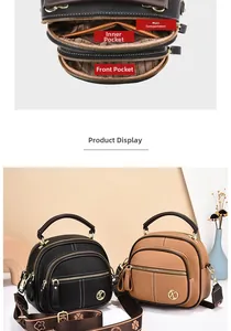 Detail view of mini crossbody bags showing multi-pocket structure and clover woven straps