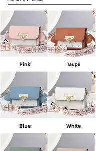 Detailed comparison of four colorful PU leather crossbody bags with ethnic embroidery straps