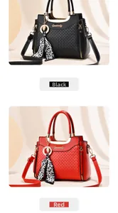 Close-up of quilted handbag texture with metal ring handles and leopard print scarf details
