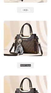 Detail of vintage monogram handbag with metal logo and decorative leopard print scarf