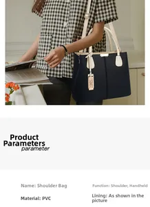 Vue détaillée du grand sac cabas en PVC avec texture litchi et bandoulières contrastées