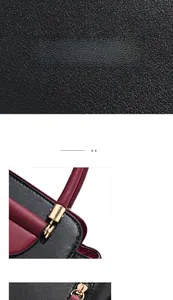 Détail du sac à main en cuir bicolore montrant la texture et la poignée renforcée