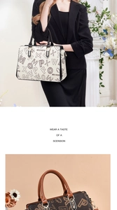 Detail view of stylish tote bags with floral patterns and letter prints for women