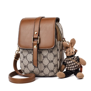 Petit sac bandoulière rétro pour téléphone avec charme lapin et détails dorés brillants