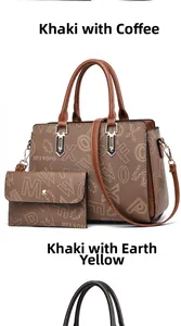 Detail of floral tote bag set with matching wallet featuring monogram print and gold hardware