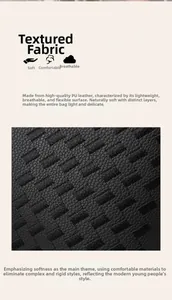 Close-up of soft black PU leather fabric with elegant woven texture and breathable finish