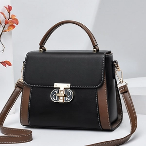 Borsa A Spalla Donna Colore A Contrasto PU Pelle Borsa A Tracolla Borsa A Mano Chiusura In Metallo Moda Quadrata Manico