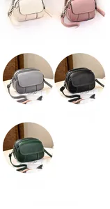 Multi-layer crossbody bag in five colors with textured faux leather and zip compartments