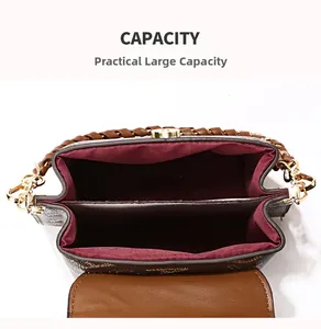 Top view of crossbody bag showing large capacity with double main compartments