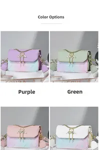 Small square flap crossbody bags in four colors featuring swan buckle and gradient design