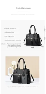 Detailed view showing internal large capacity and dimensions of black tote bag